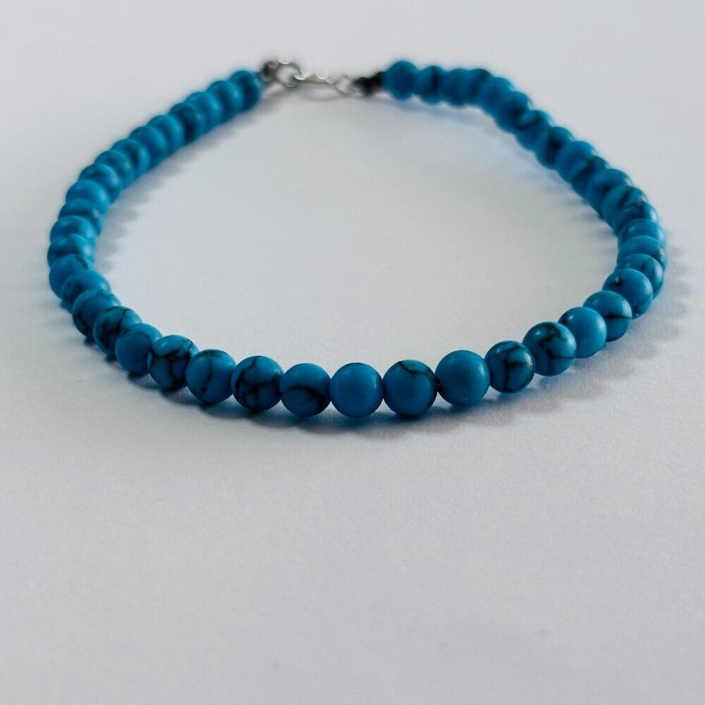 Turquoise Blue Beaded Bracelet 7.5” Southwestern Boho - Picture 6 of 7
